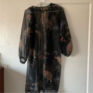Vintage crane print robe